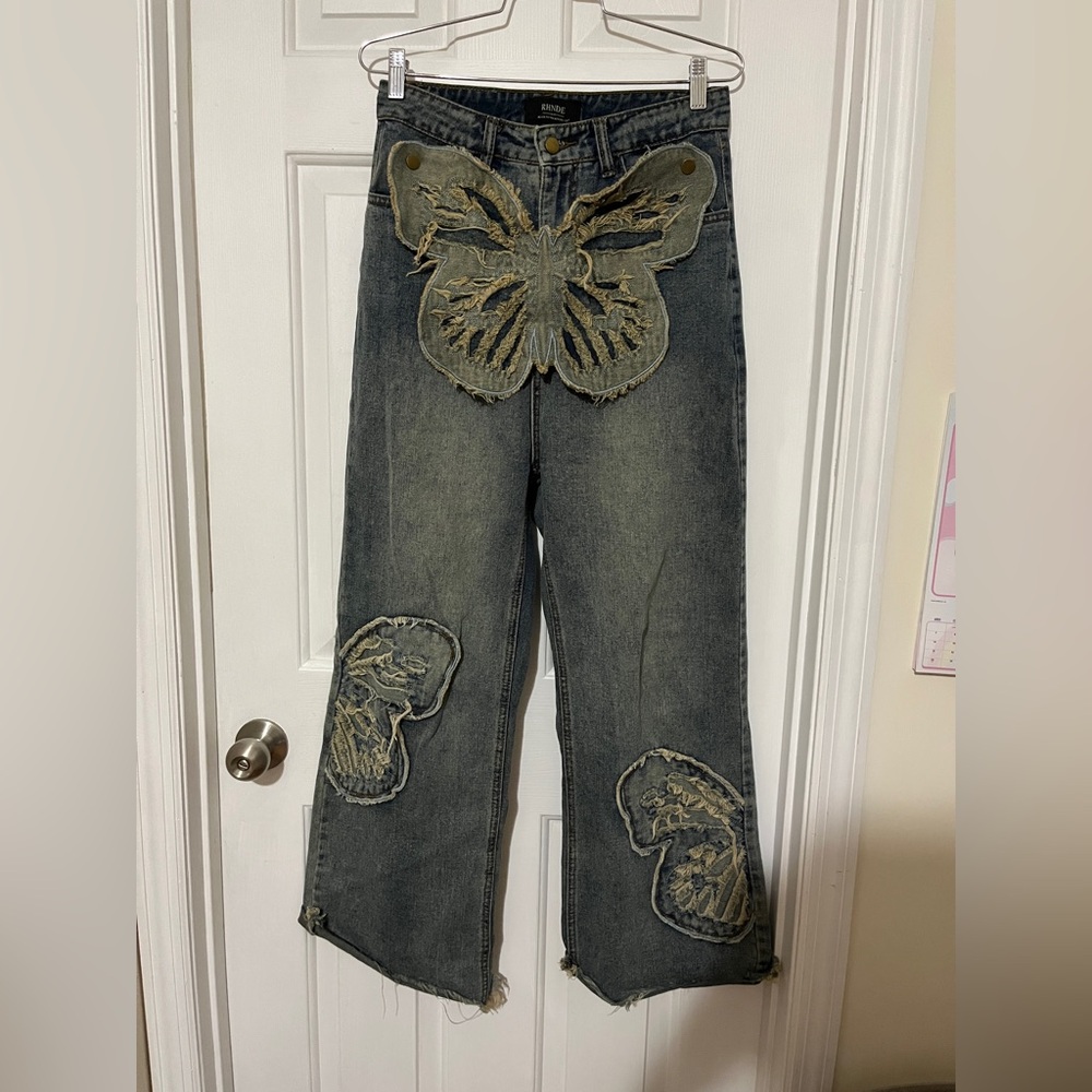 Butterfly high waist jeans